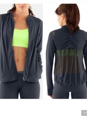 Under Armour Dark Gray Athletic Jacket with Mesh Back Sz M